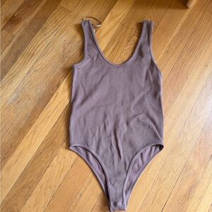 Ribbed Mauve Bodysuit